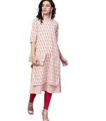 Indo Era Pink printed A-line Kurta