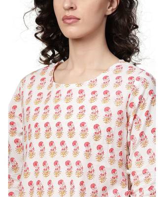 Indo Era Pink printed A-line Kurta 5