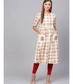 Indo Era Cream embroidered A-line Kurta