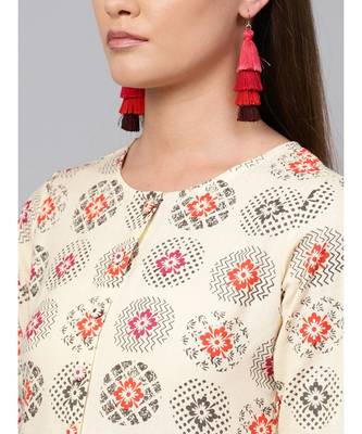 Indo Era Cream embroidered A-line Kurta 6
