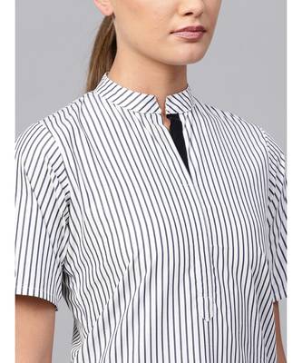 Indo Era White Striped Straight Kurtas 5