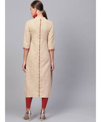 Indo Era Beige Embroidered Straight Kurtas 2