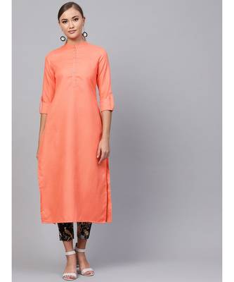 Indo Era Coral Solid Straight Kurtas 1