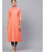 Indo Era Coral Solid Straight Kurtas