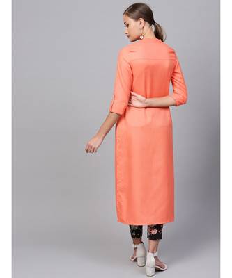 Indo Era Coral Solid Straight Kurtas 2