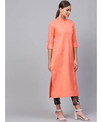Indo Era Coral Solid Straight Kurtas 4
