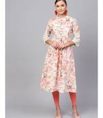 Indo Era Off White Floral A-Line Kurtas