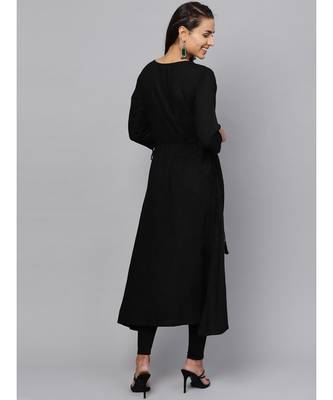 Indo Era Black Embroidered A-Line Kurta 2