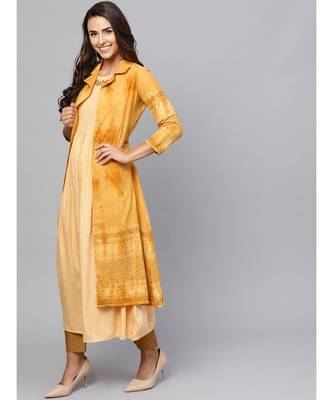 Indo Era Mustard Shifali Jacket Kurtas 4
