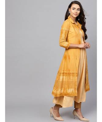Indo Era Mustard Shifali Jacket Kurtas 5
