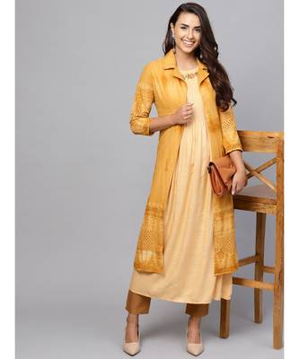 Indo Era Mustard Shifali Jacket Kurtas 6