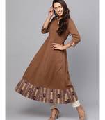 Indo Era Brown Solid Anarkali Kurtas