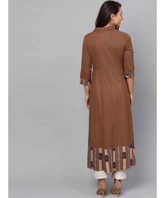 Indo Era Brown Solid Anarkali Kurtas 2