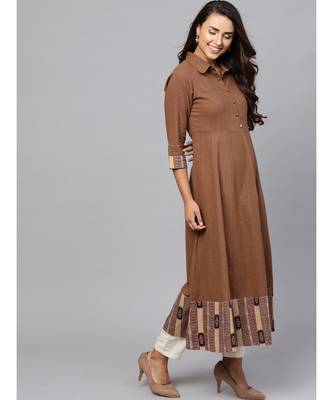Indo Era Brown Solid Anarkali Kurtas 4