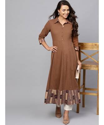 Indo Era Brown Solid Anarkali Kurtas 5