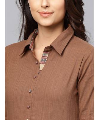 Indo Era Brown Solid Anarkali Kurtas 6