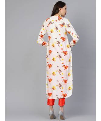 Indo Era Off White Printed Straight Kurtas 2