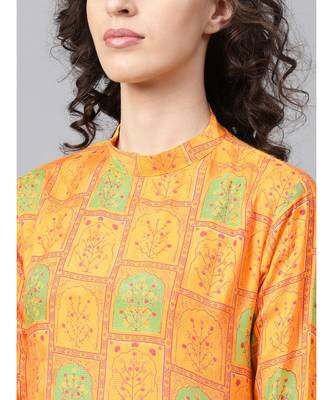 Indo Era Yellow Printed Anarkali Kurtas 6