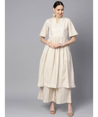 Indo Era Off White Printed Anarkali Kurtas 1
