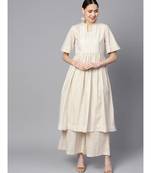 Indo Era Off White Printed Anarkali Kurtas