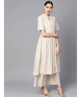Indo Era Off White Printed Anarkali Kurtas 3
