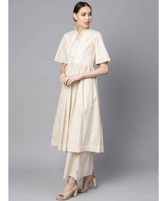 Indo Era Off White Printed Anarkali Kurtas 4