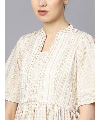 Indo Era Off White Printed Anarkali Kurtas 6