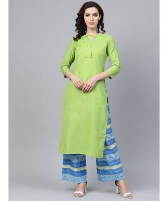 Indo Era Green Solid Straight Kurtas 1