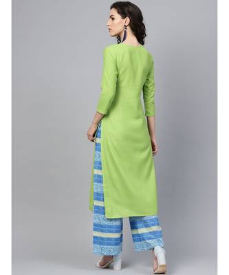 Indo Era Green Solid Straight Kurtas 2