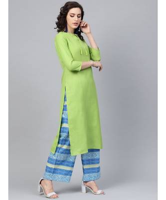 Indo Era Green Solid Straight Kurtas 3