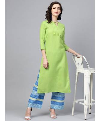 Indo Era Green Solid Straight Kurtas 5