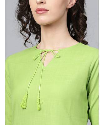 Indo Era Green Solid Straight Kurtas 6