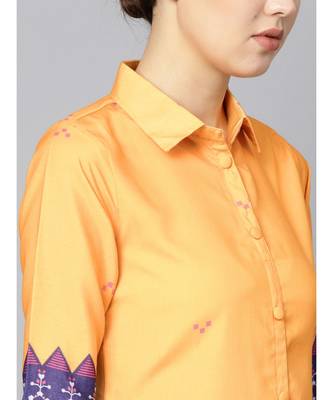 Indo Era Yellow Printed A-Line Kurtas 6
