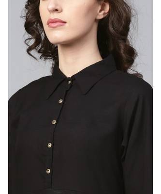 Indo Era Black Embroidered Straight Kurtas 6