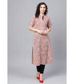 Indo Era Red Printed Straight Kurtas