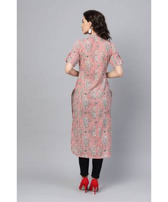 Indo Era Red Printed Straight Kurtas 2