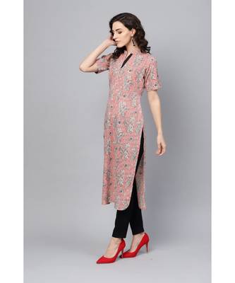 Indo Era Red Printed Straight Kurtas 3
