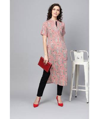 Indo Era Red Printed Straight Kurtas 5