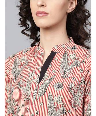 Indo Era Red Printed Straight Kurtas 6