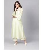 Indo Era Green Embroidered Chanderi A-Line Kurtas