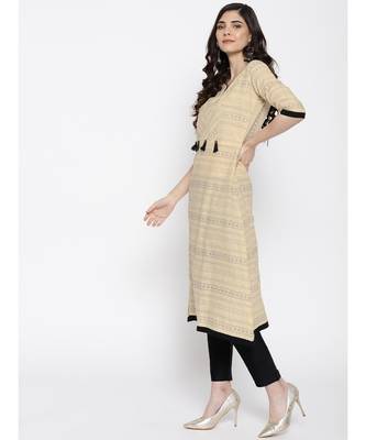 Indo Era Cream Printed A-Line Kurtas 2