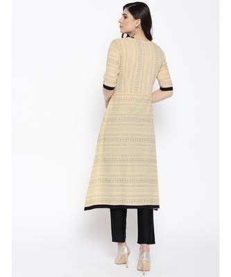 Indo Era Cream Printed A-Line Kurtas 4