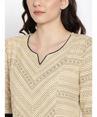 Indo Era Cream Printed A-Line Kurtas 5