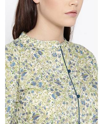 Indo Era Cream Foil Printed Straight Kurtas 5