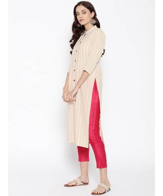 Indo Era Cream Solid Straight Kurtas 2