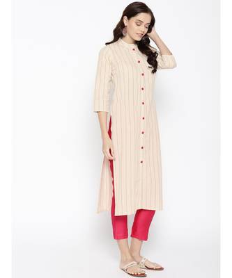 Indo Era Cream Solid Straight Kurtas 3