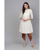 Indo Era Off White Foil Printed A-Line Kurtas