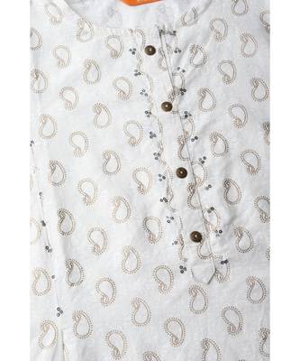 Indo Era Off White Foil Printed A-Line Kurtas 4