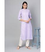 Indo Era Magenta Striped Straight Kurtas