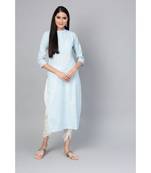 Indo Era Green Striped Straight Kurtas